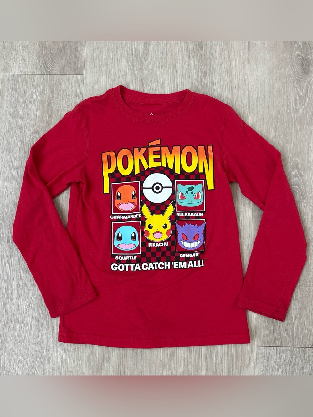 Boys Pokémon Red Long-Sleeve Graphic T-Shirt Size Small